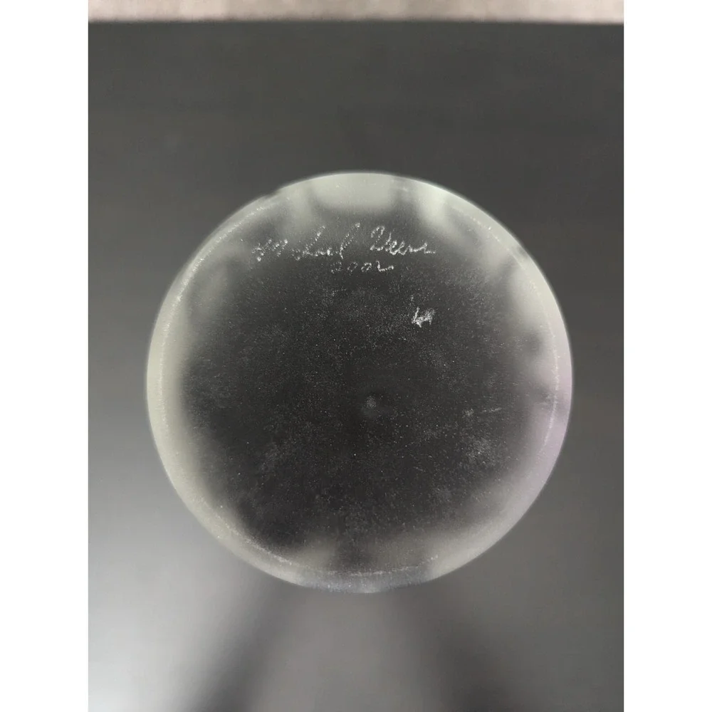 Vtg‎ Michael Weems 2005 Elise Frosted Amethyst Vase Signed & Dated